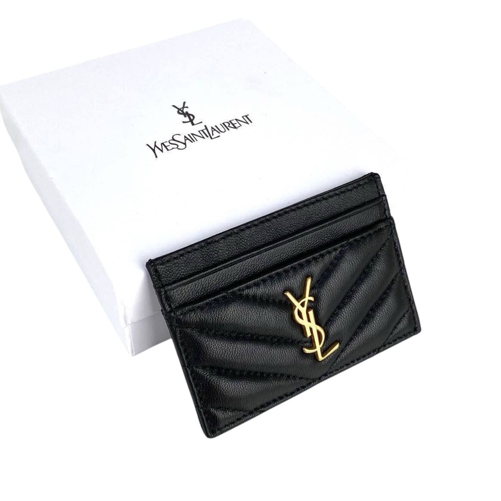 🆕 SAINT LAURENT Style Cassandre matelassé leather card holder 🆕